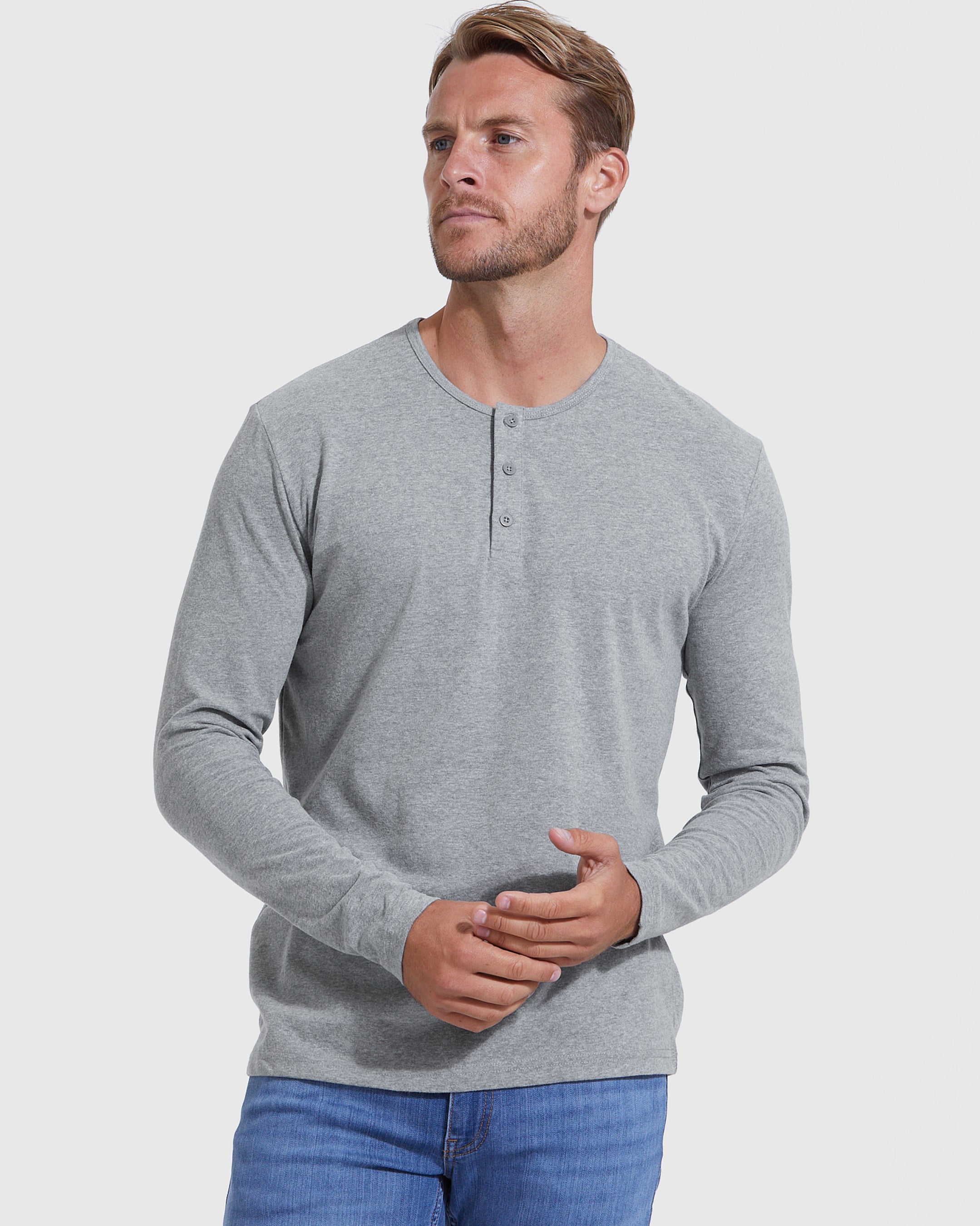 Classic Long Sleeve Henley 3-Pack-VibeCloset