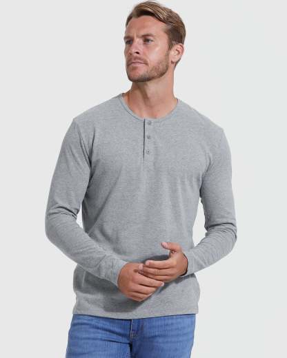 Classic Long Sleeve Henley 3-Pack-VibeCloset