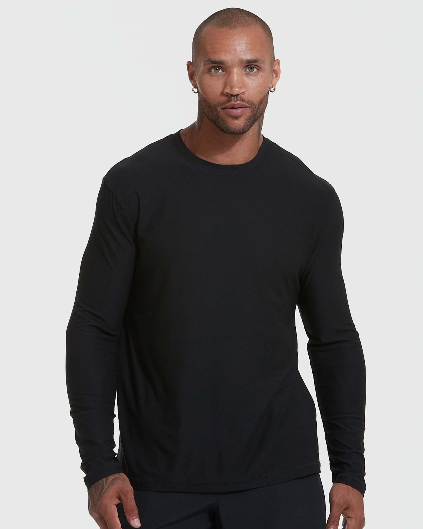 All Black Active Long Sleeve Crew T-Shirt 3-Pack-VibeCloset