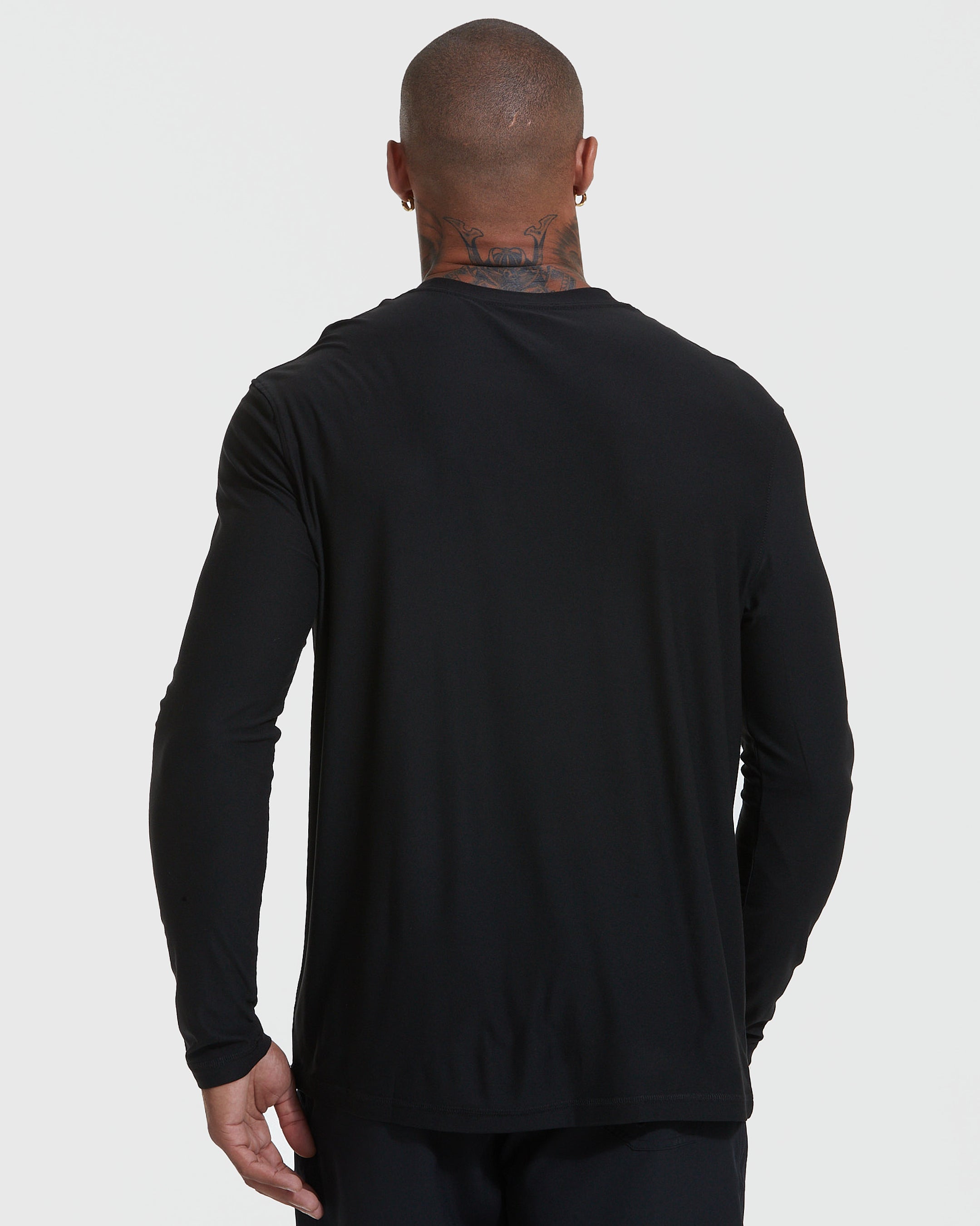 All Black Active Long Sleeve Crew T-Shirt 3-Pack-VibeCloset