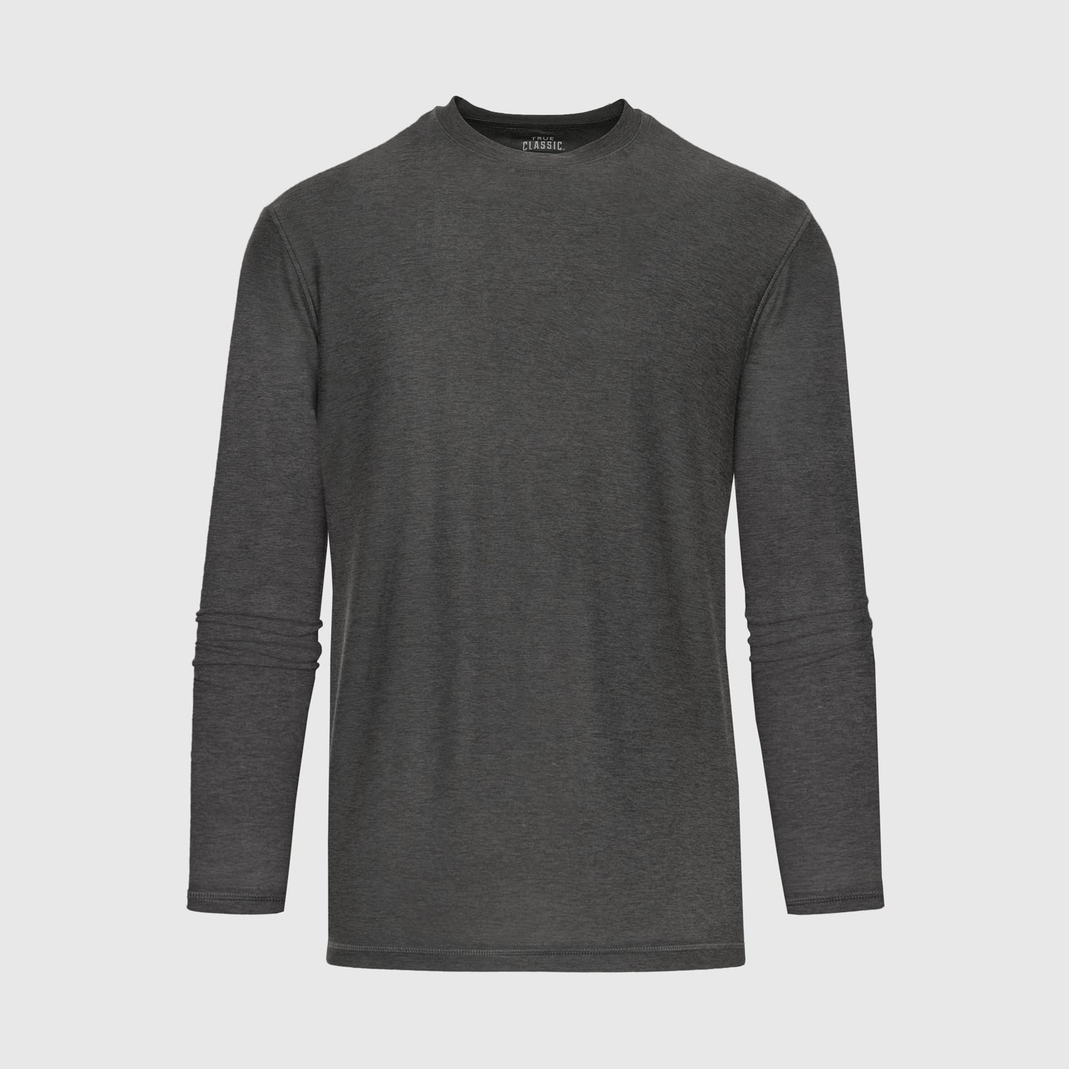 Charcoal Heather Gray Active Long Sleeve Crew T-Shirt-VibeCloset