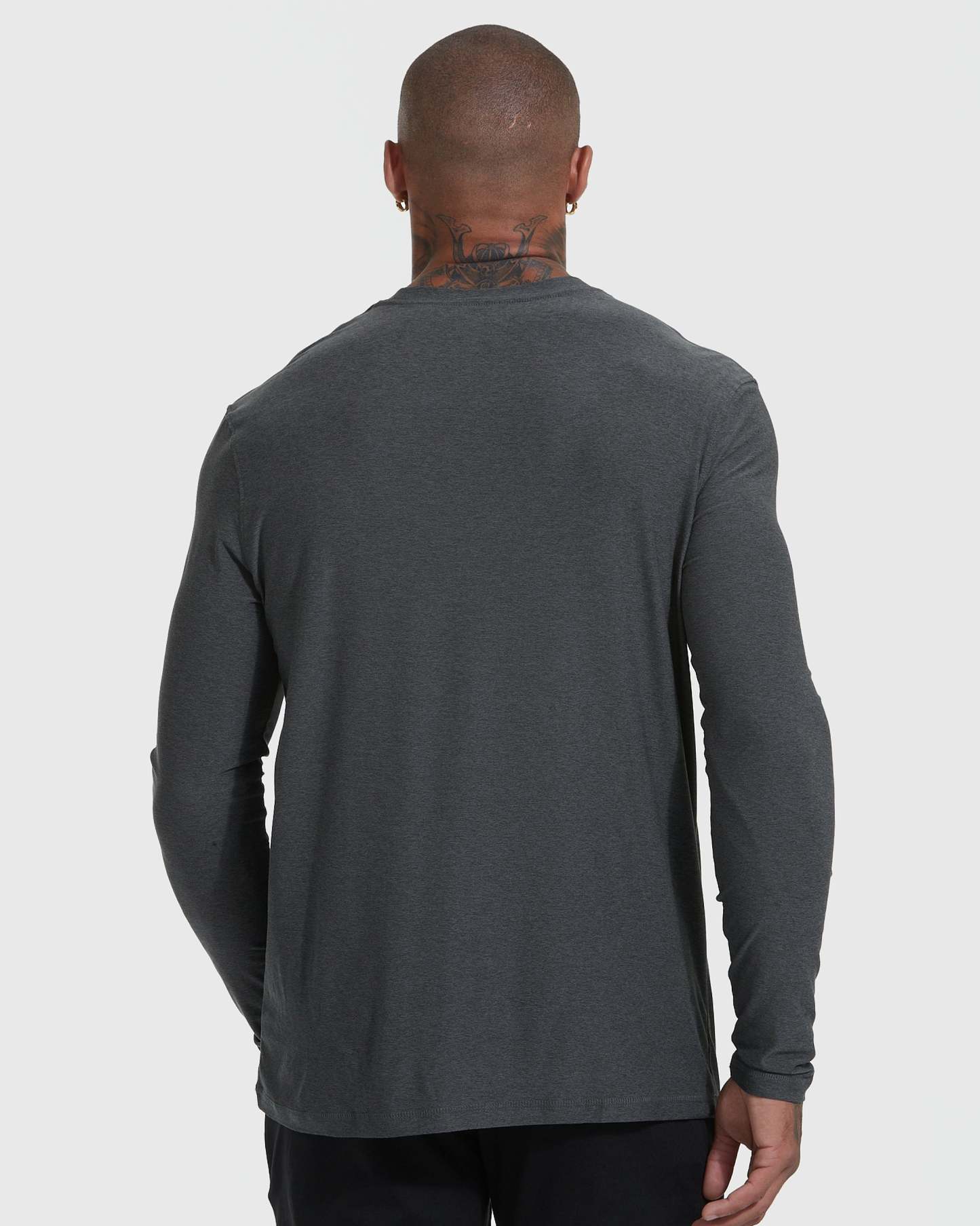 Charcoal Heather Gray Active Long Sleeve Crew T-Shirt-VibeCloset
