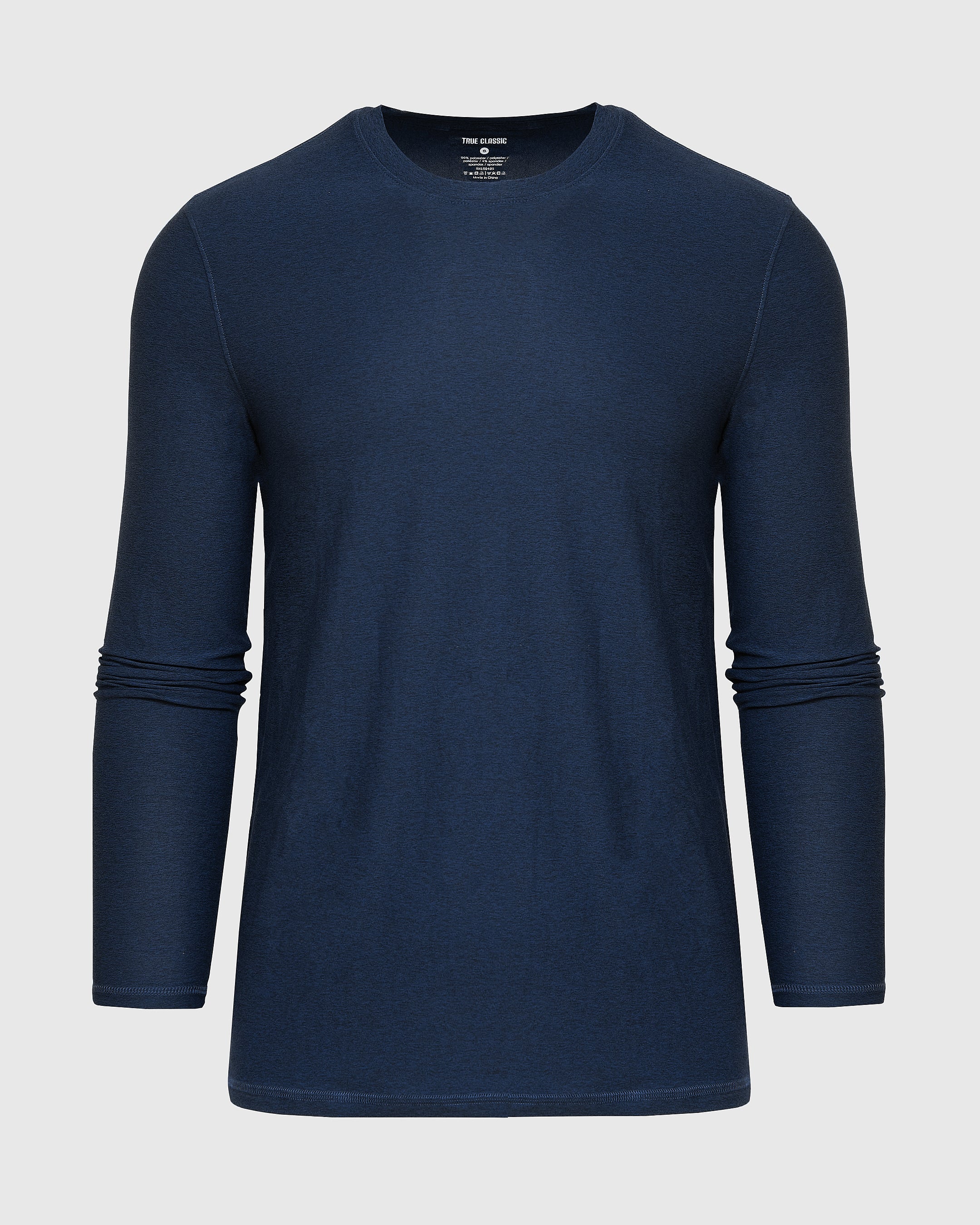 Deep Sea Blue Heather Active Long Sleeve Crew T-Shirt-VibeCloset