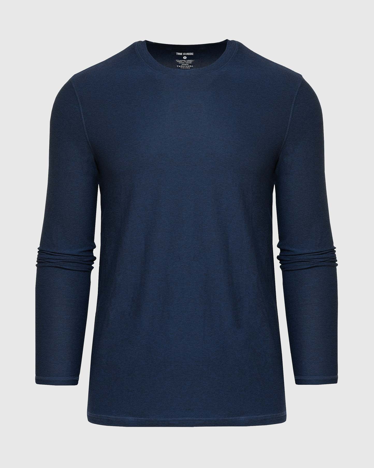 Deep Sea Blue Heather Active Long Sleeve Crew T-Shirt-VibeCloset