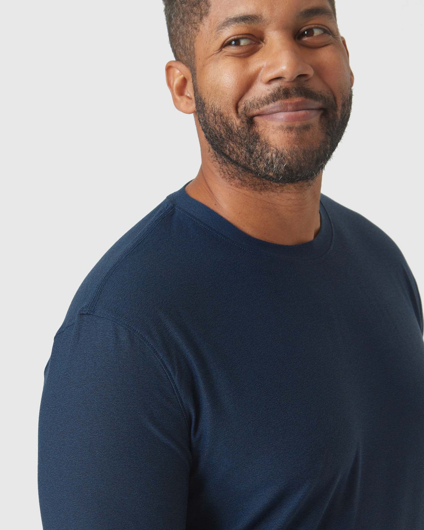 Deep Sea Blue Heather Active Long Sleeve Crew T-Shirt-VibeCloset