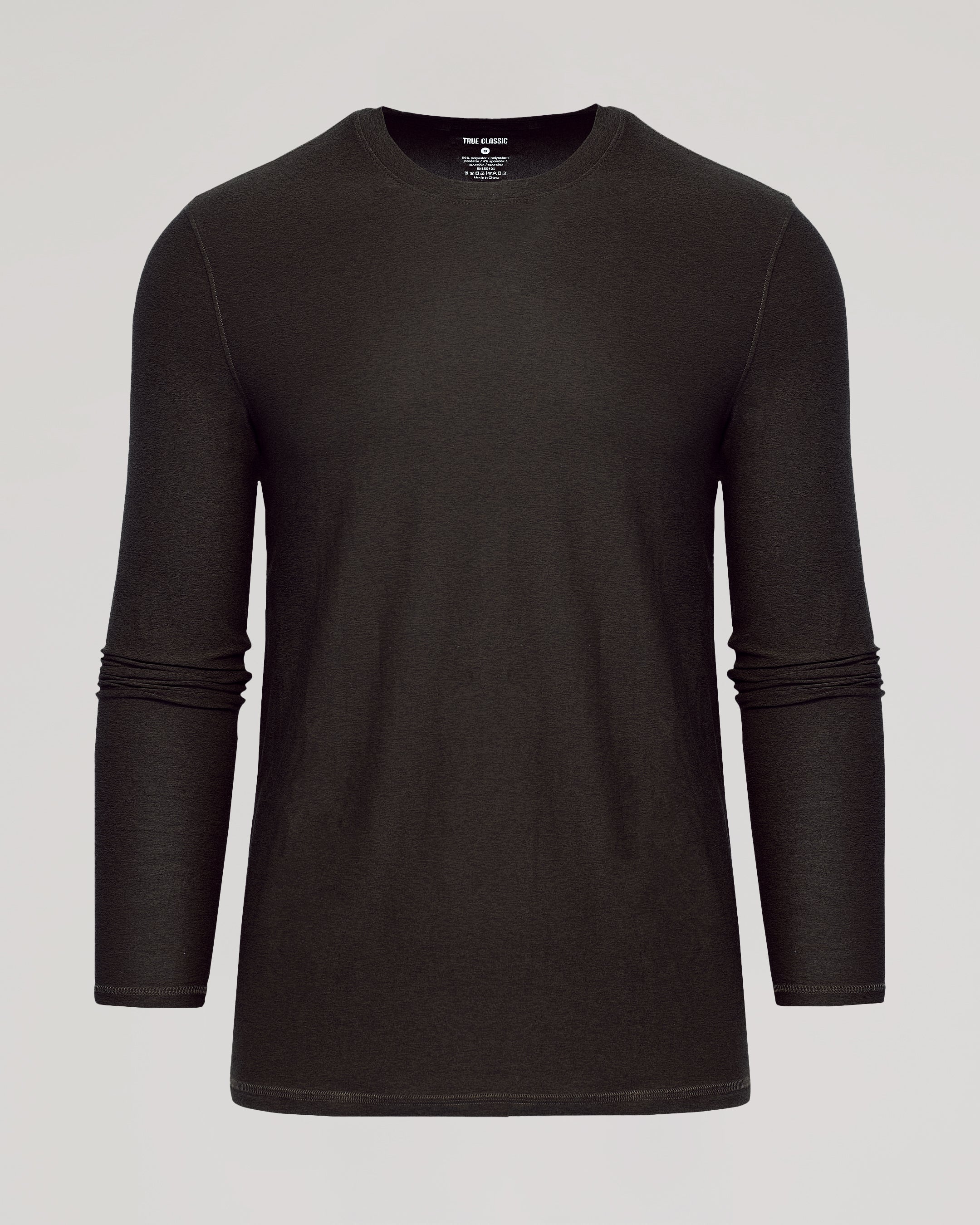 Dark Heather Cocoa Active Long Sleeve Crew T-Shirt-VibeCloset