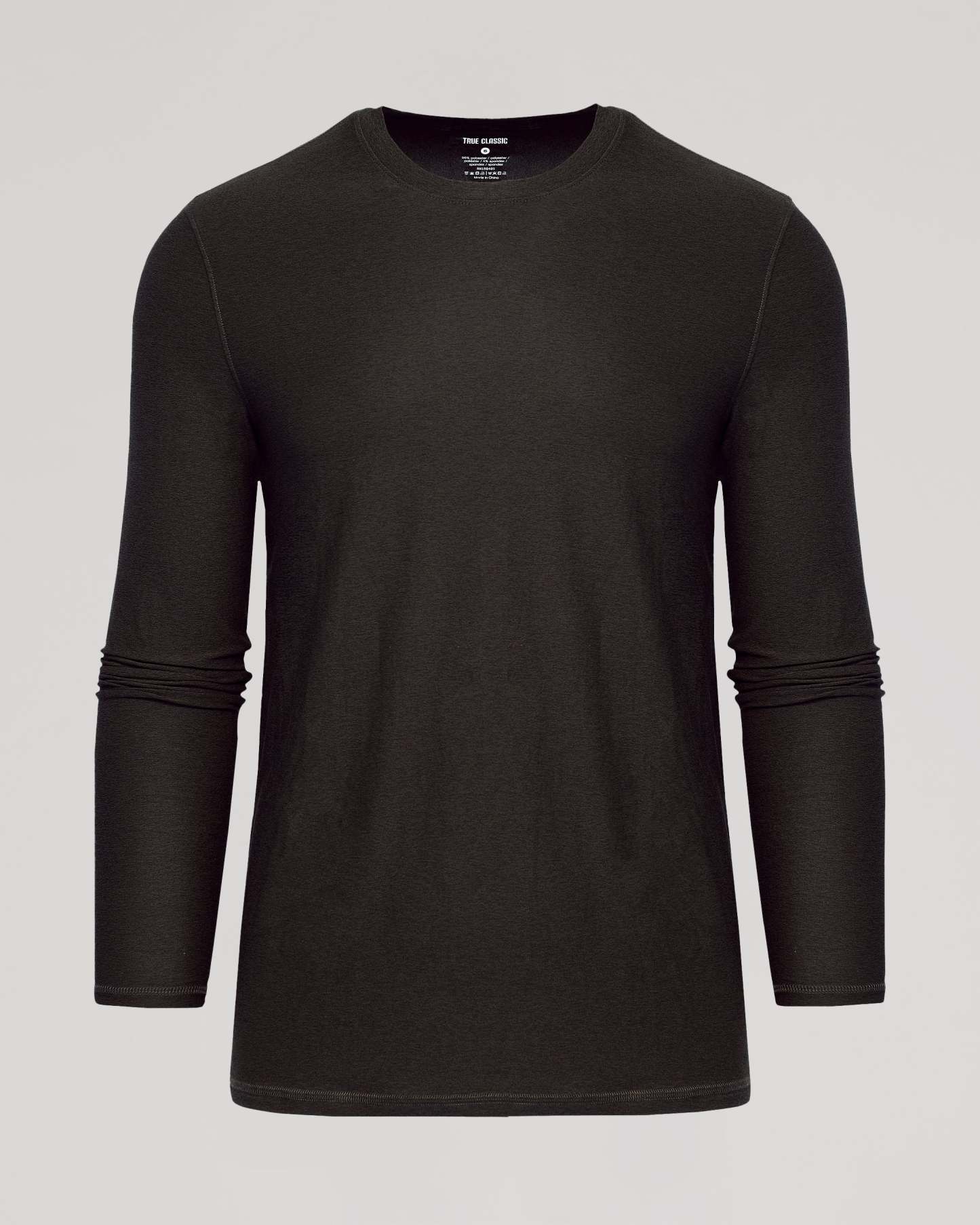 Dark Heather Cocoa Active Long Sleeve Crew T-Shirt-VibeCloset