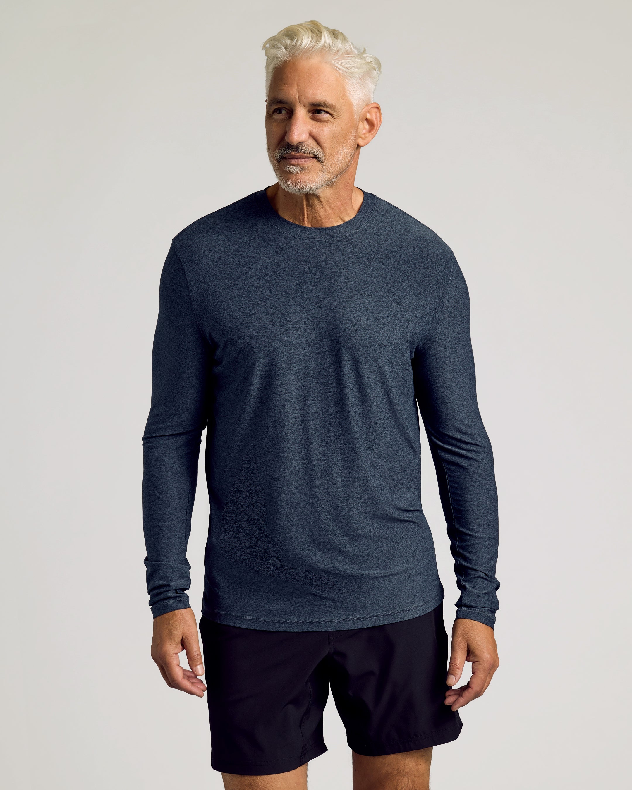 Dark Heather Fiord Active Long Sleeve Crew T-Shirt-VibeCloset