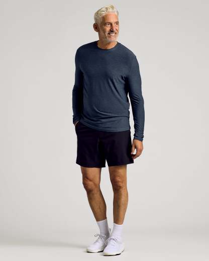 Dark Heather Fiord Active Long Sleeve Crew T-Shirt-VibeCloset