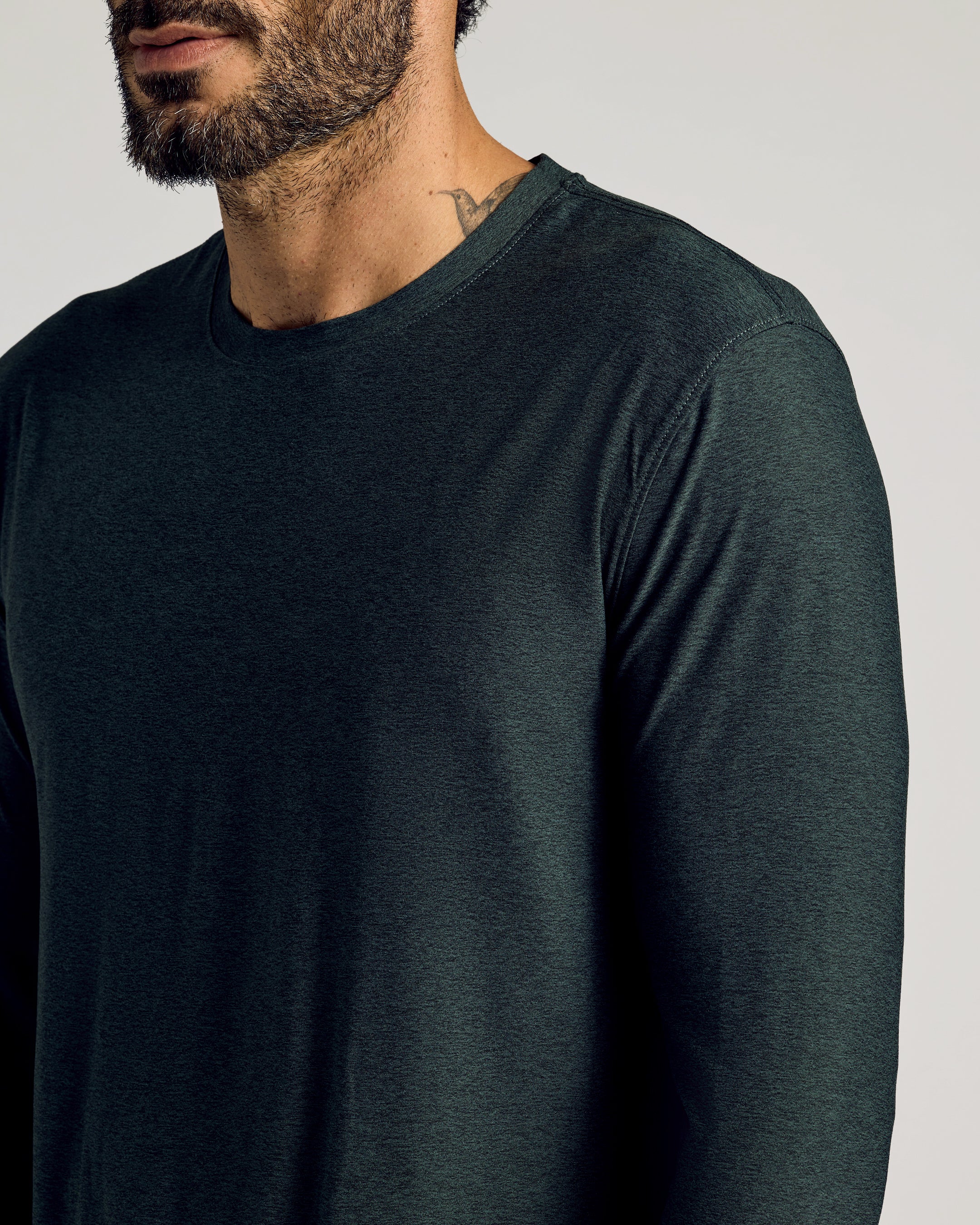 Dark Heather Forest Active Long Sleeve Crew T-Shirt-VibeCloset