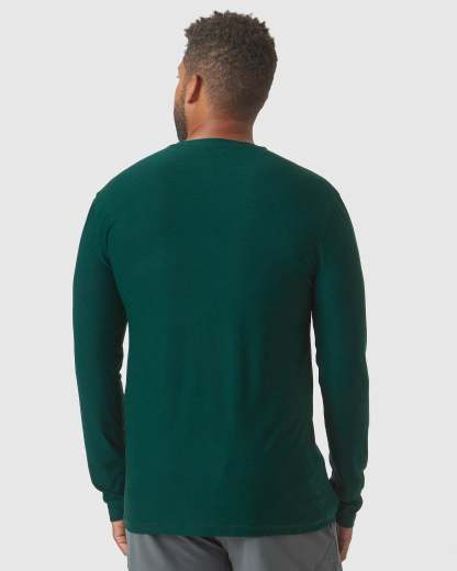 Evergreen Heather Active Long Sleeve Crew T-Shirt-VibeCloset