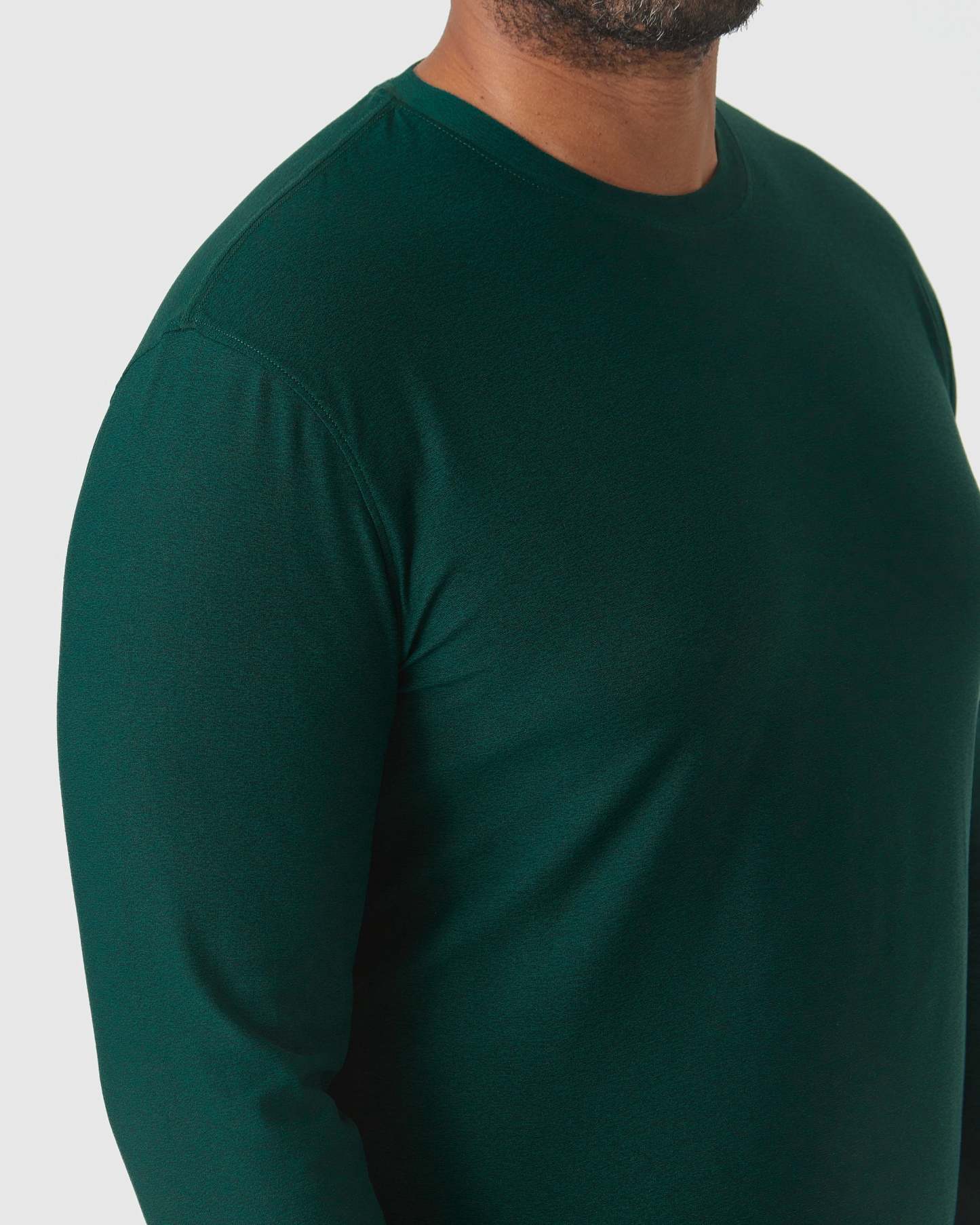 Evergreen Heather Active Long Sleeve Crew T-Shirt-VibeCloset