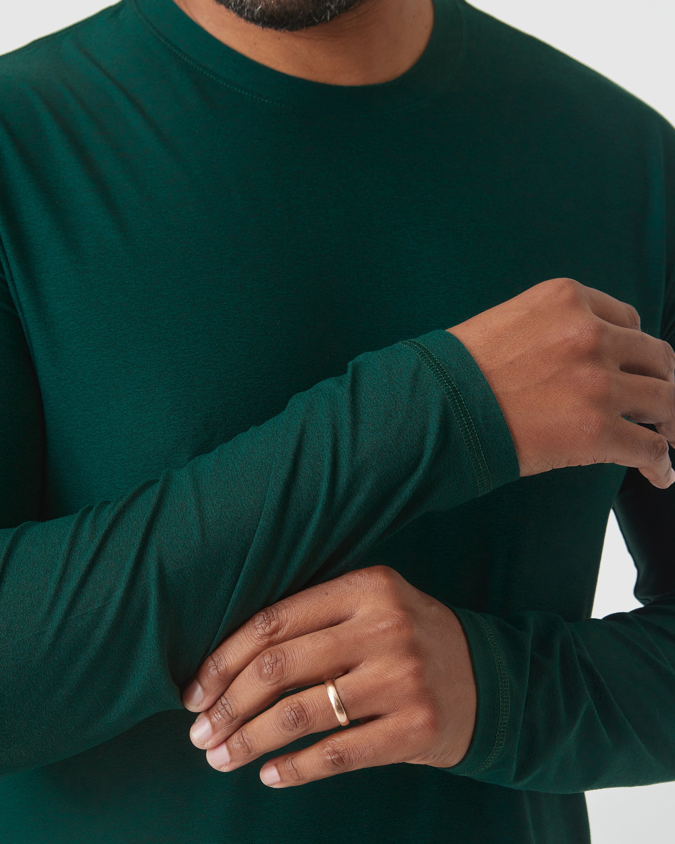 Evergreen Heather Active Long Sleeve Crew T-Shirt-VibeCloset