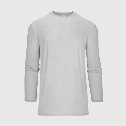Heather Light Gray Active Long Sleeve Crew T-Shirt-VibeCloset