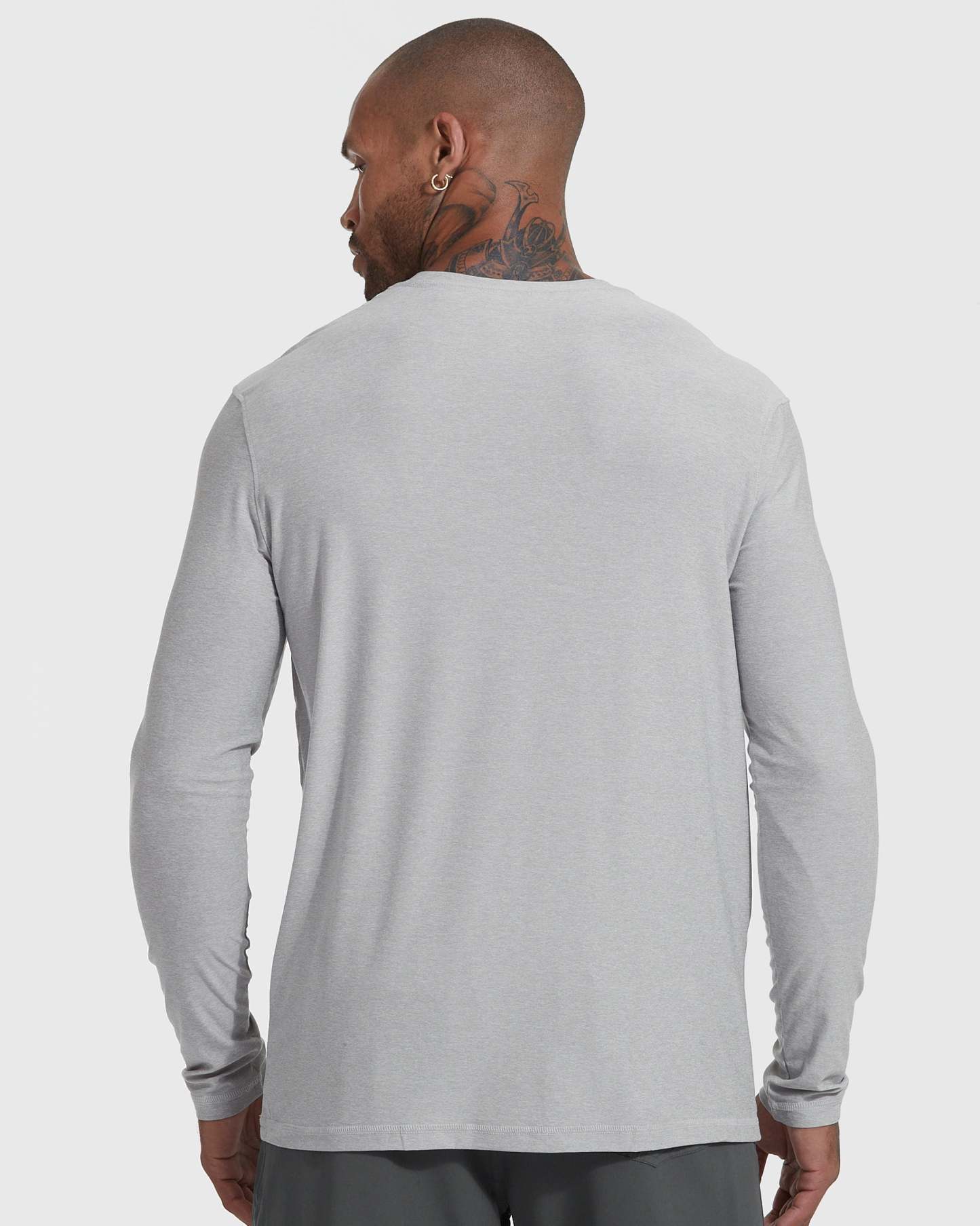 Heather Light Gray Active Long Sleeve Crew T-Shirt-VibeCloset