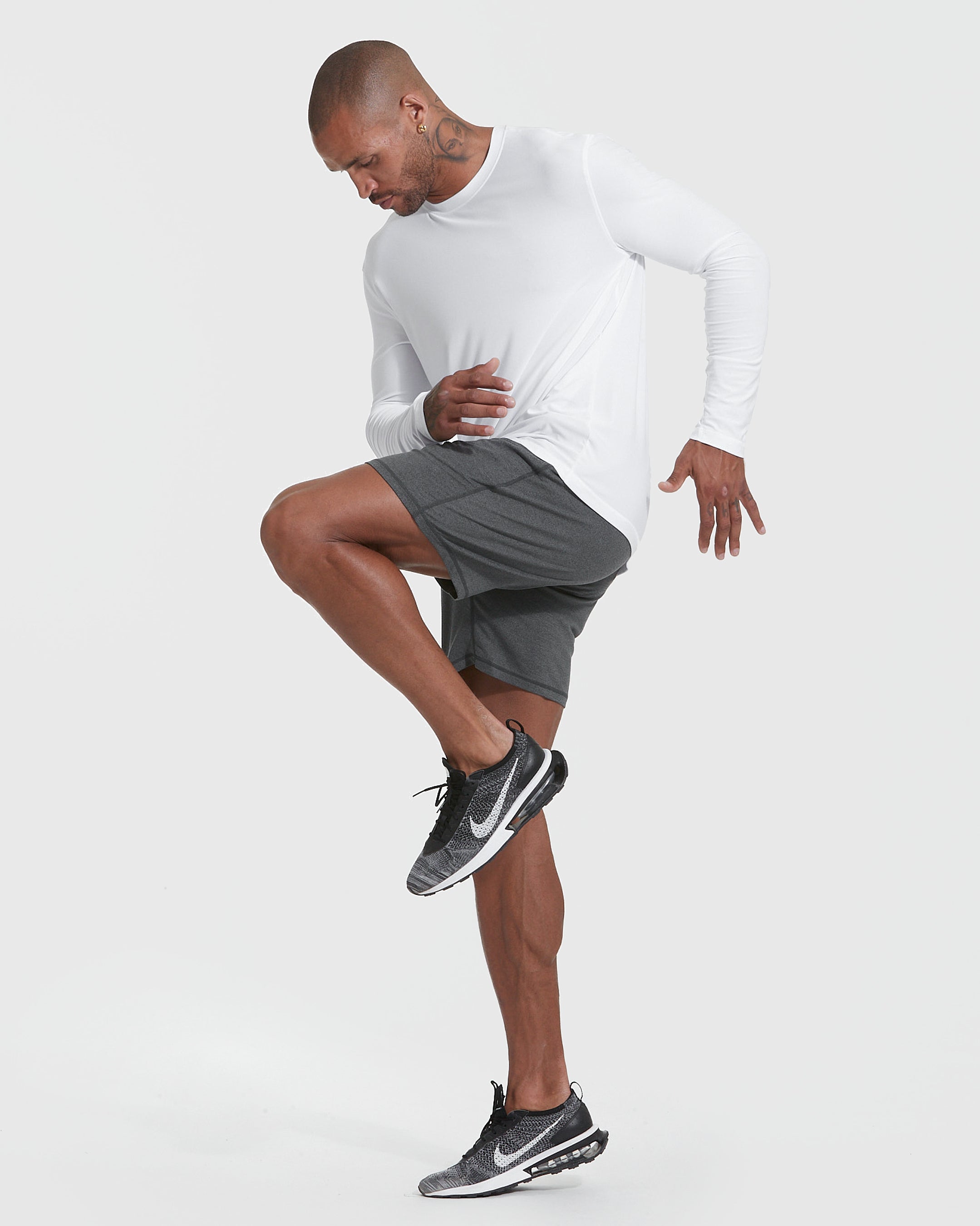 White Active Long Sleeve Crew T-Shirt-VibeCloset