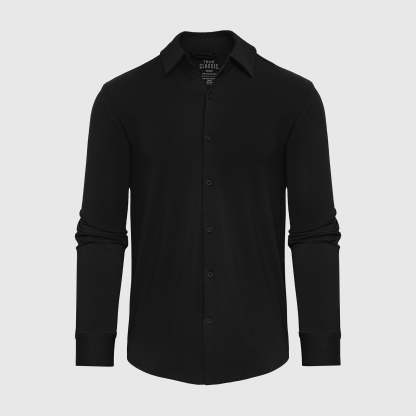 Black Long Sleeve Knit Shirt-VibeCloset