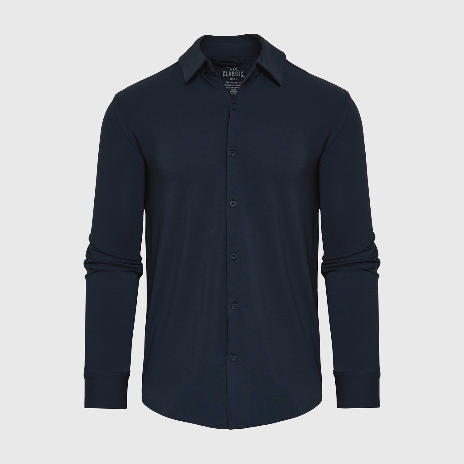 Navy Long Sleeve Knit Shirt-VibeCloset