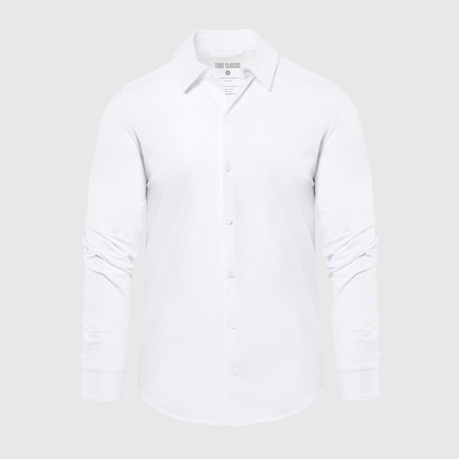 White Long Sleeve Knit Shirt-VibeCloset