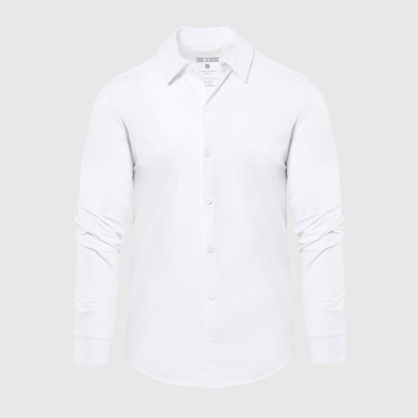 White Long Sleeve Knit Shirt-VibeCloset