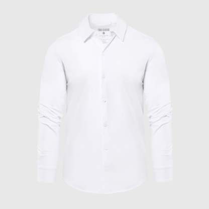 White Long Sleeve Knit Shirt-VibeCloset