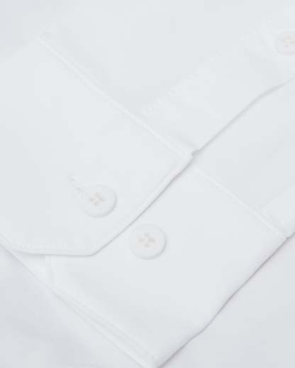 White Commuter Long Sleeve Shirt-VibeCloset
