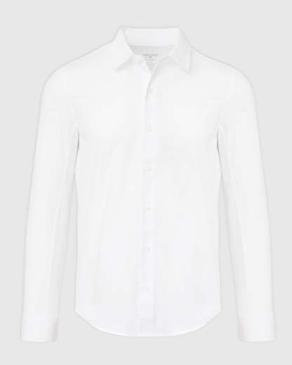 White Commuter Long Sleeve Shirt-VibeCloset