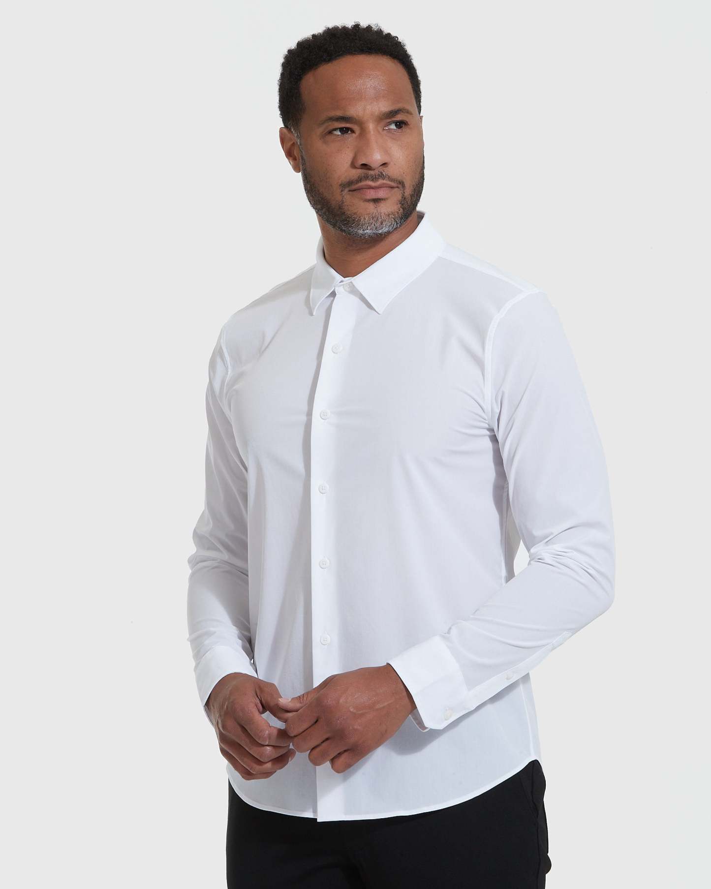 White Commuter Long Sleeve Shirt-VibeCloset