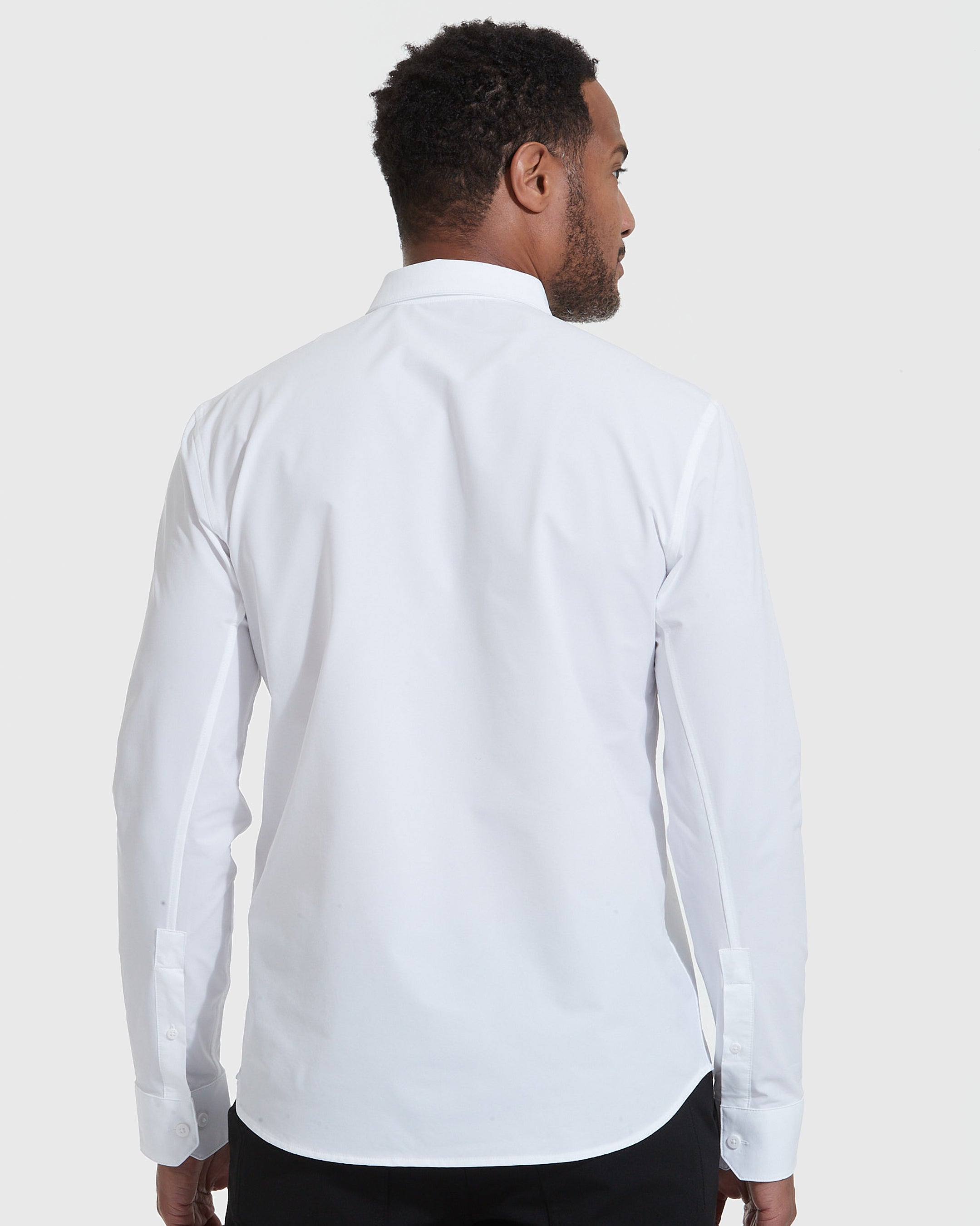 White Commuter Long Sleeve Shirt-VibeCloset