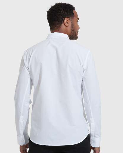 White Commuter Long Sleeve Shirt-VibeCloset