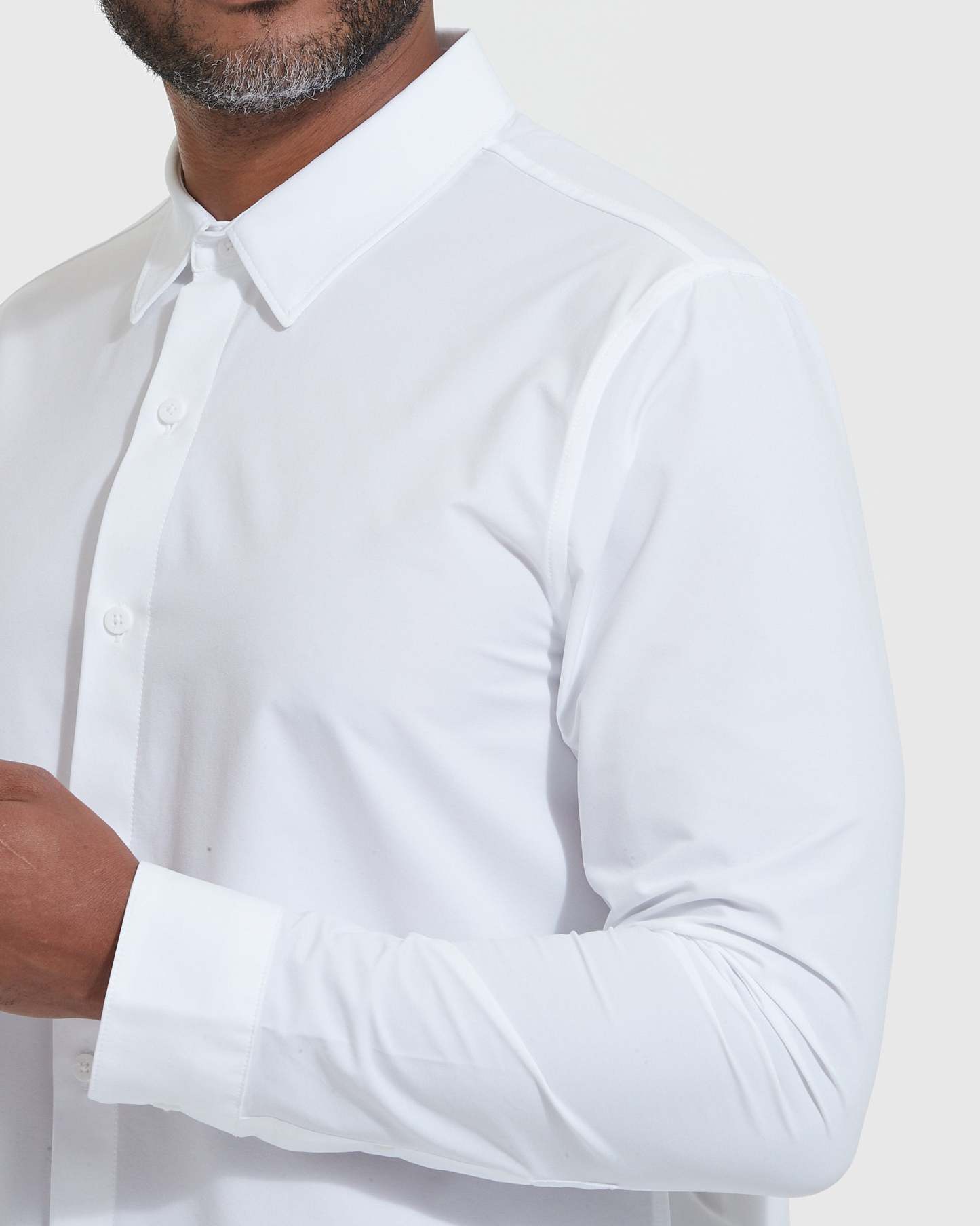 White Commuter Long Sleeve Shirt-VibeCloset