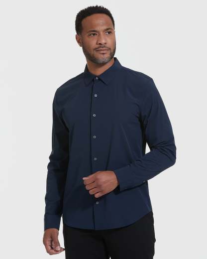 Navy and Black Performance Lightweight Dress Shirt 2-Pack-VibeCloset