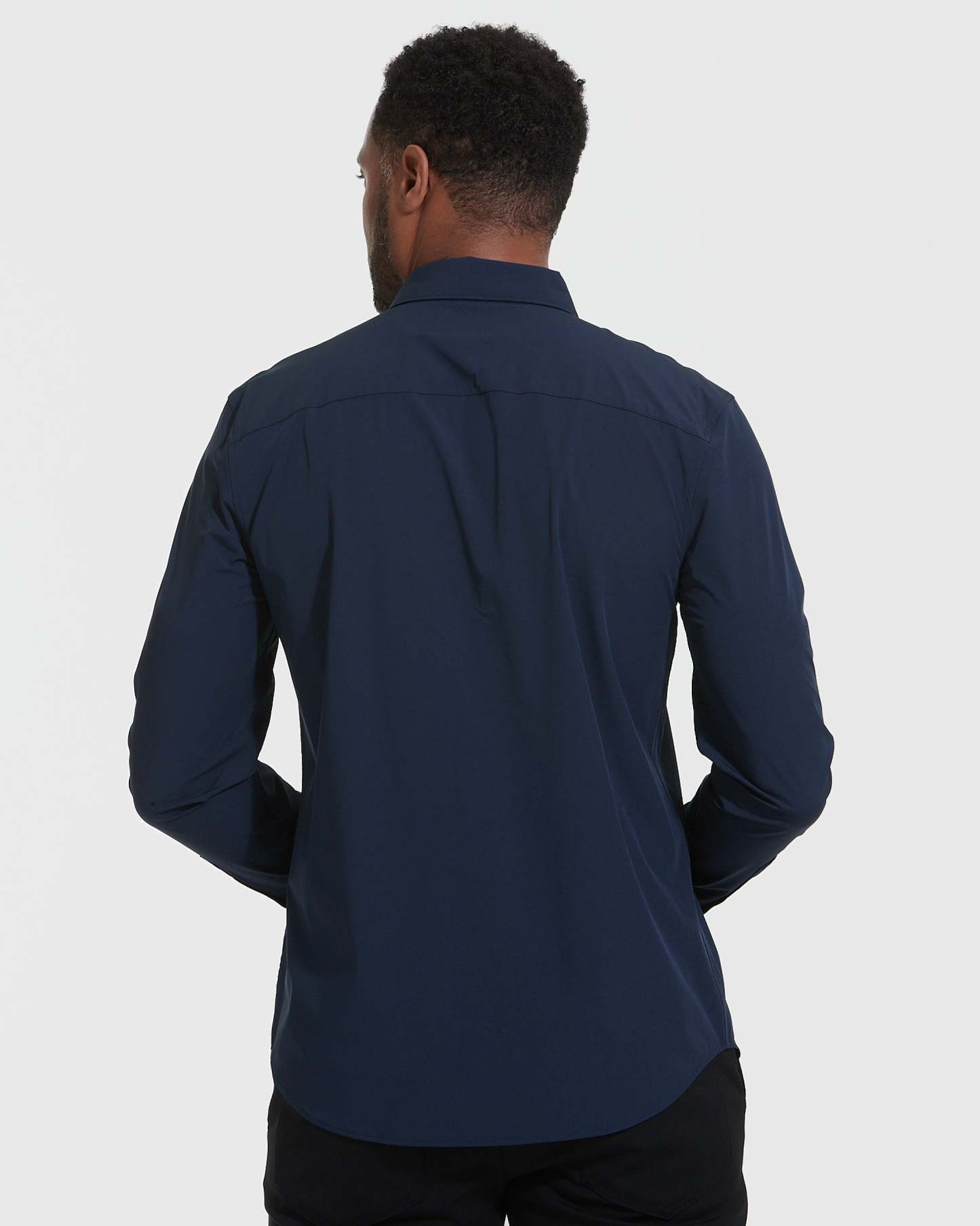 Navy Performance Lightweight Dress Shirt-VibeCloset