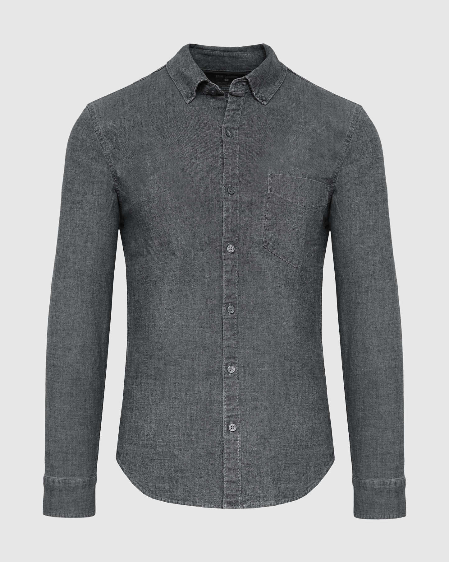 Black Wash Long Sleeve Chambray Shirt-VibeCloset