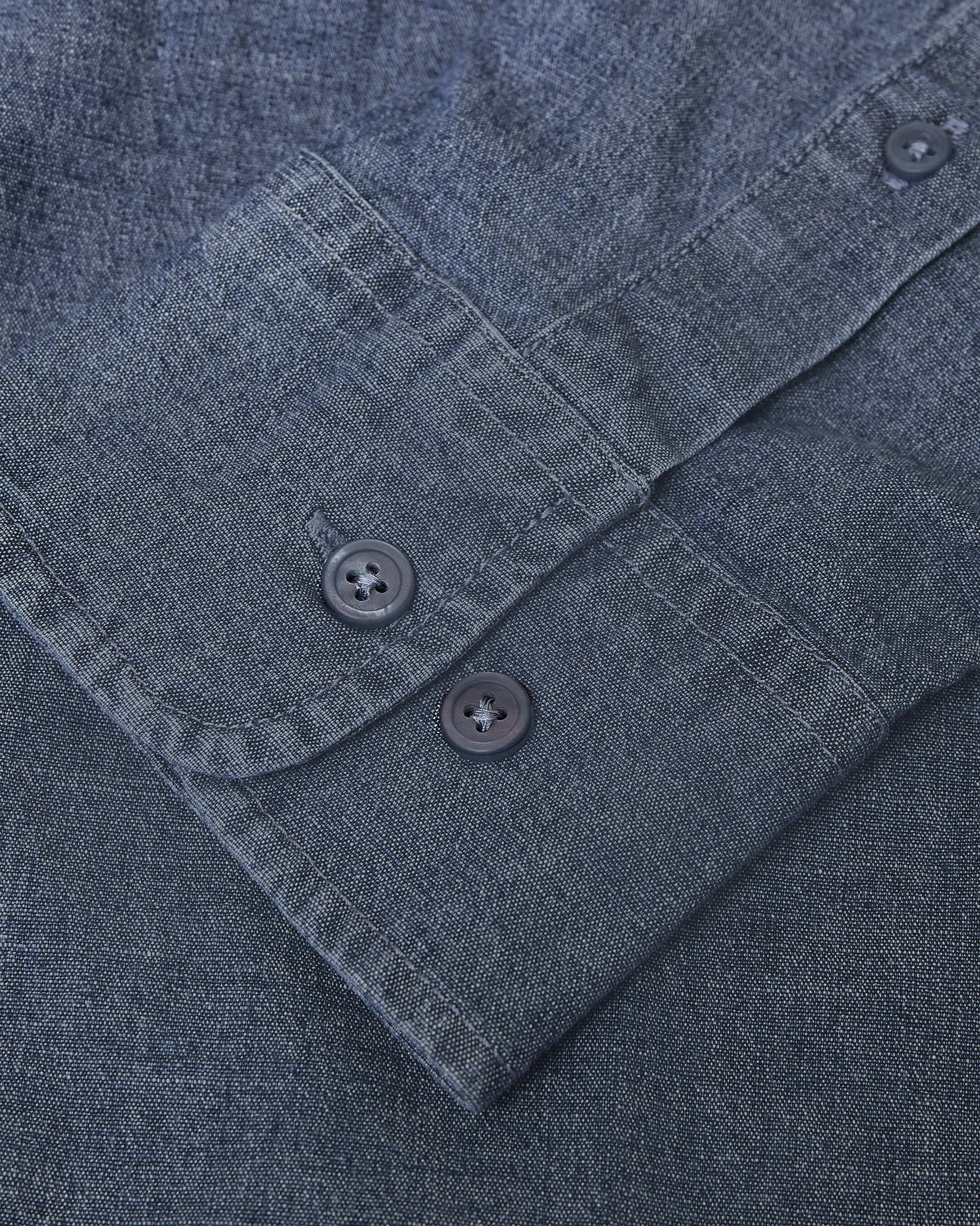 Medium Indigo Wash Long Sleeve Chambray Shirt-VibeCloset