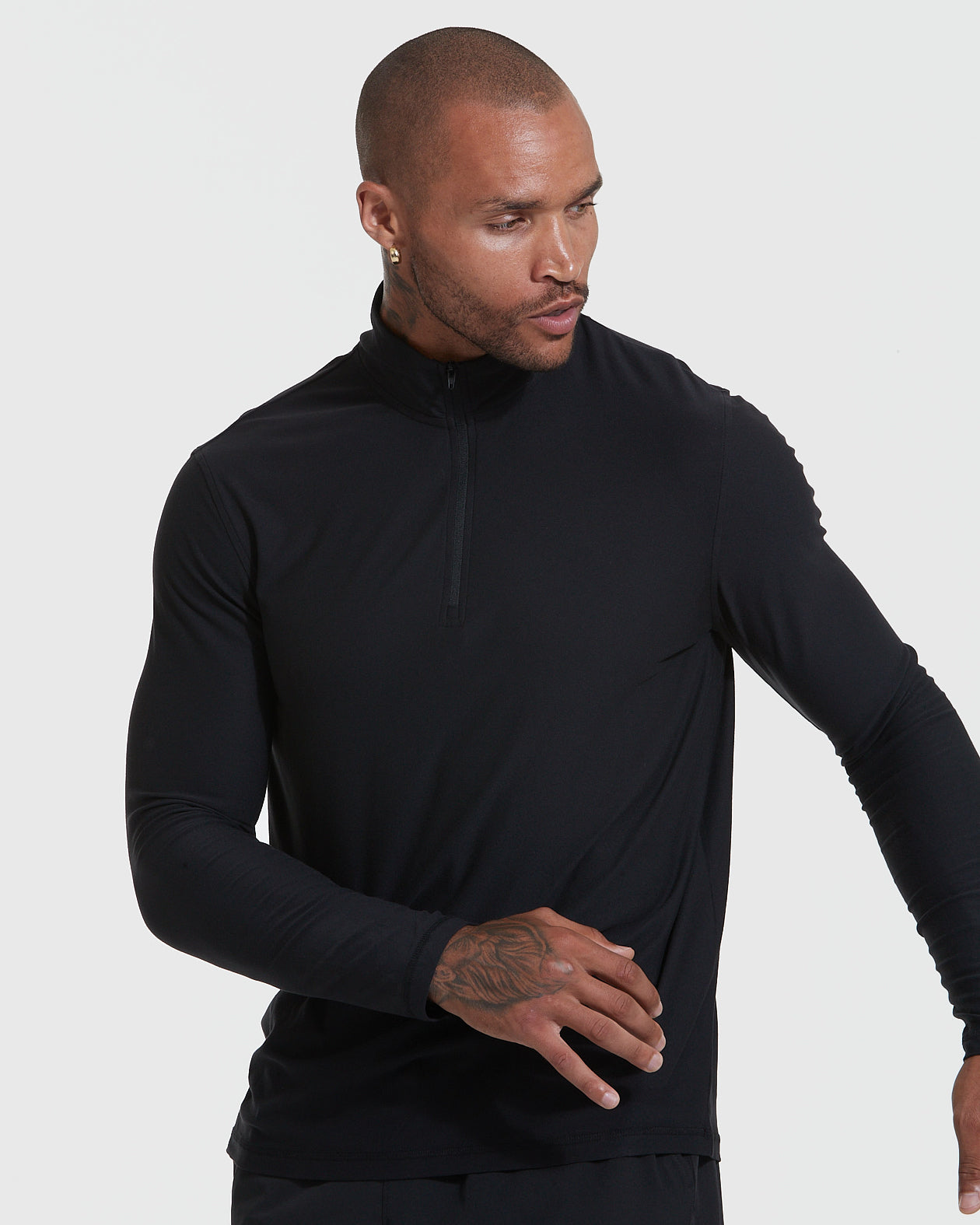 Black Active Quarter Zip Shirt-VibeCloset