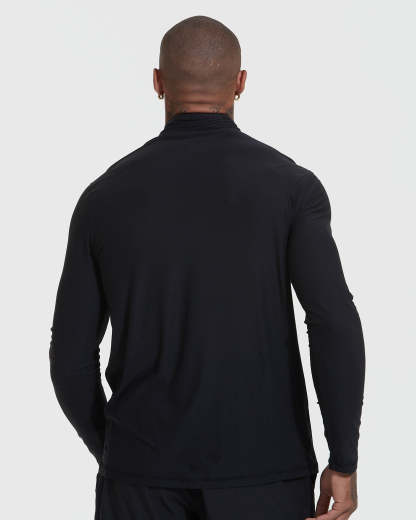 Black Active Quarter Zip Shirt-VibeCloset
