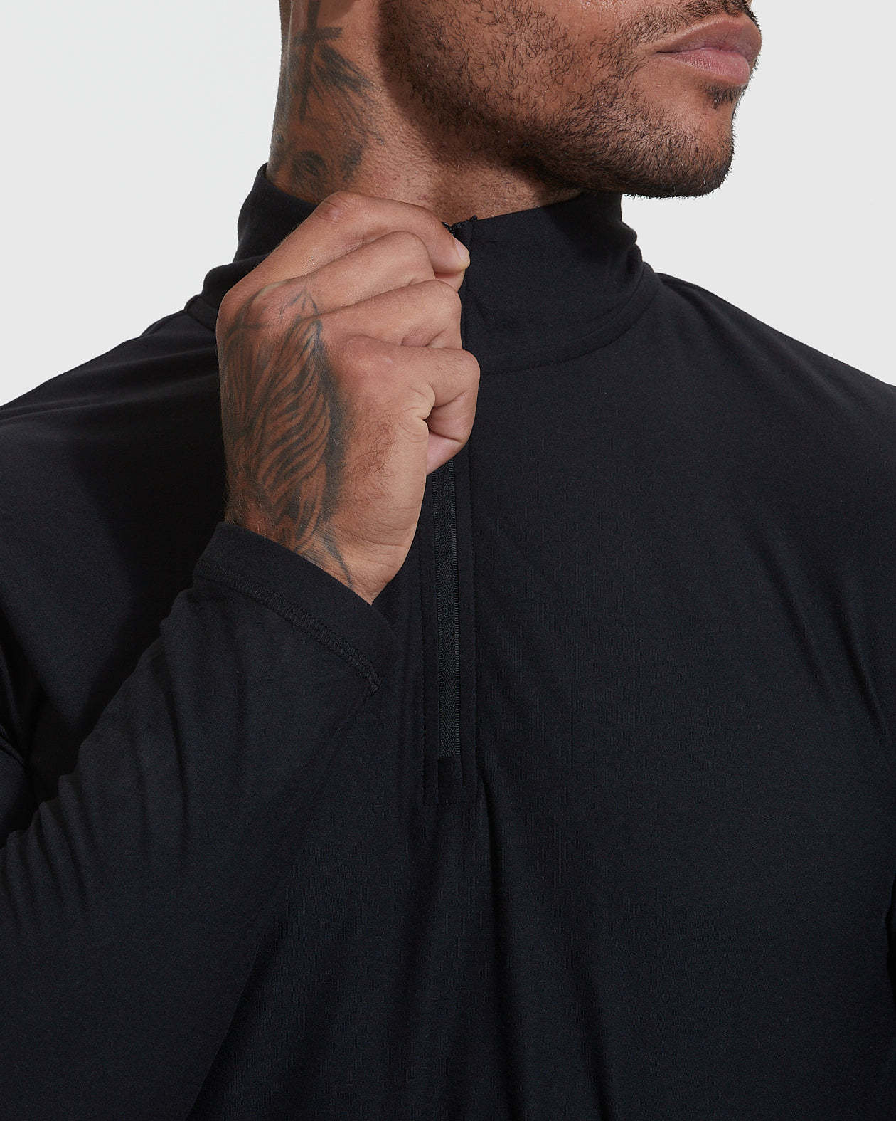 Black Active Quarter Zip Shirt-VibeCloset