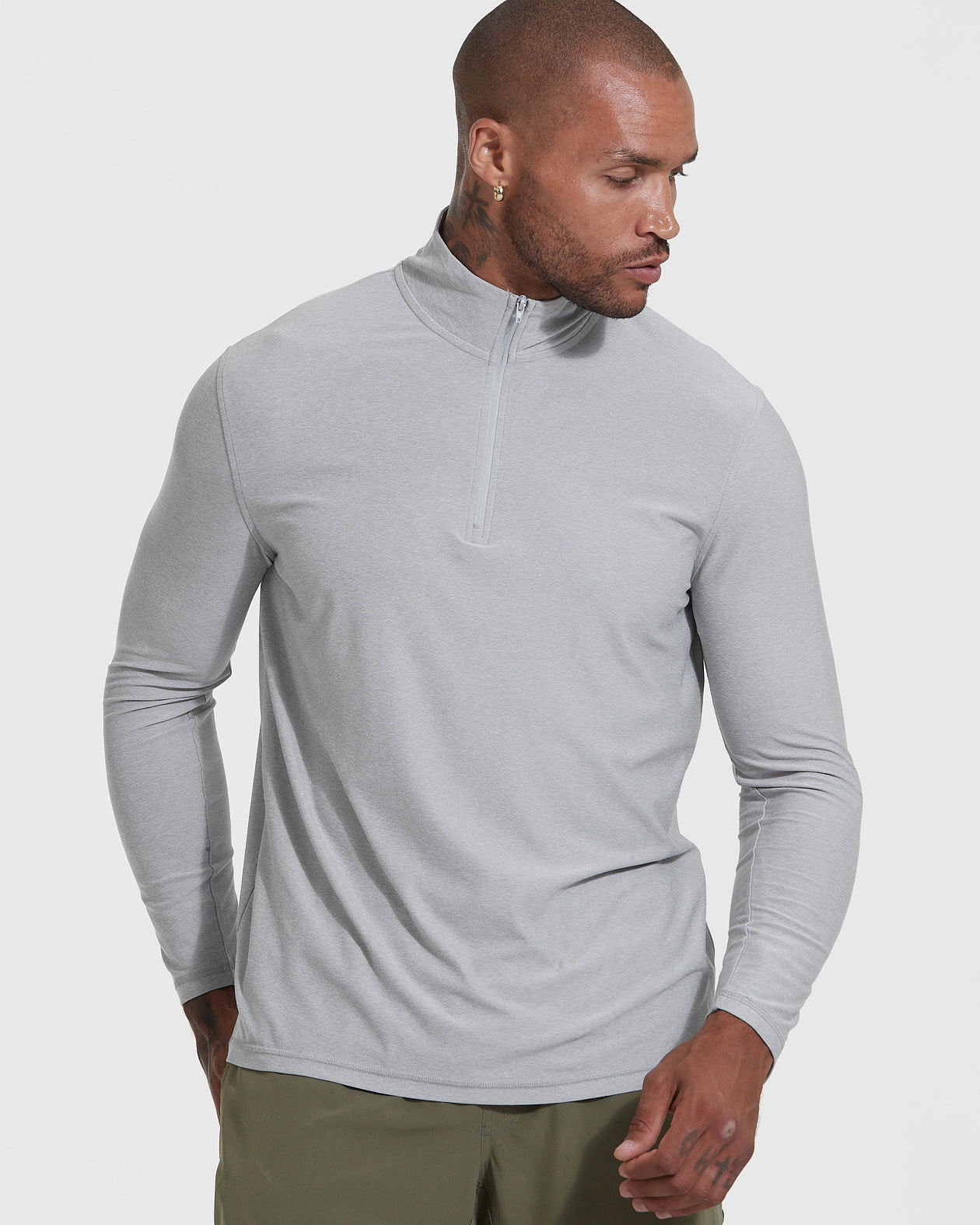 Light Heather Gray Active Quarter Zip Shirt-VibeCloset