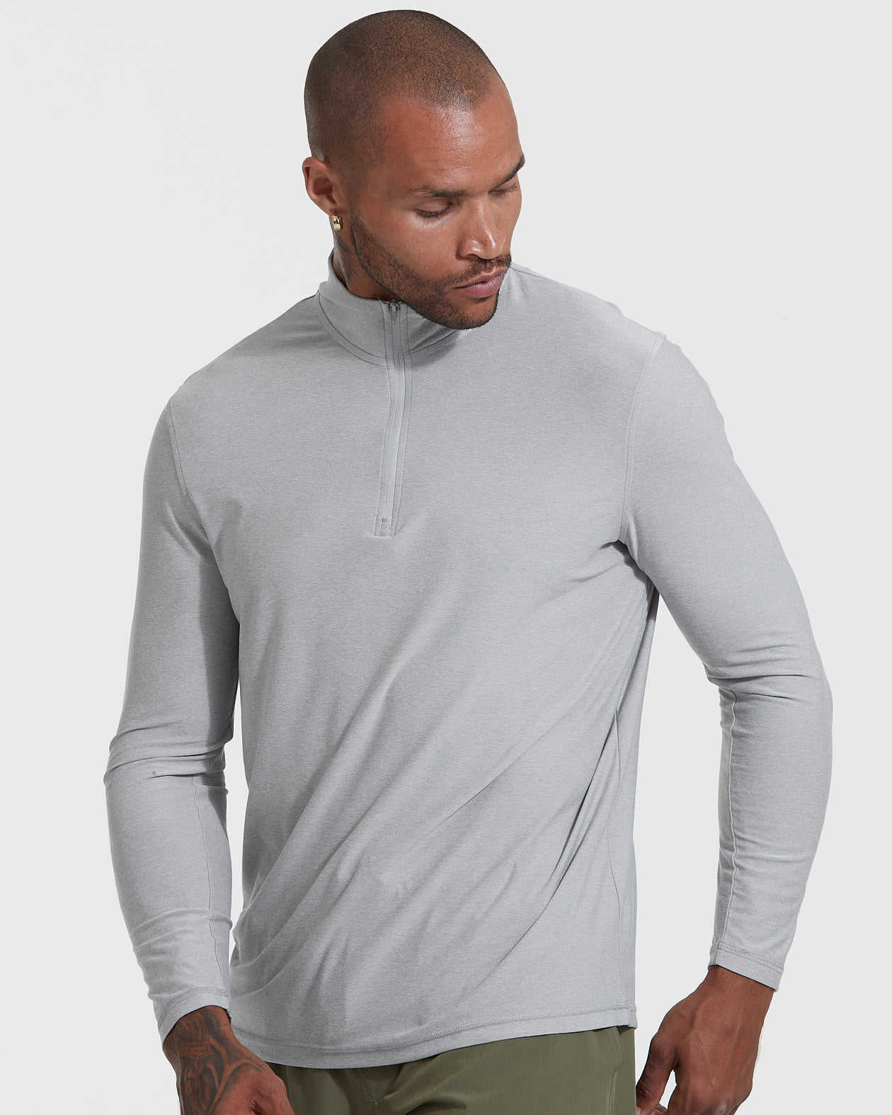 Light Heather Gray Active Quarter Zip Shirt-VibeCloset