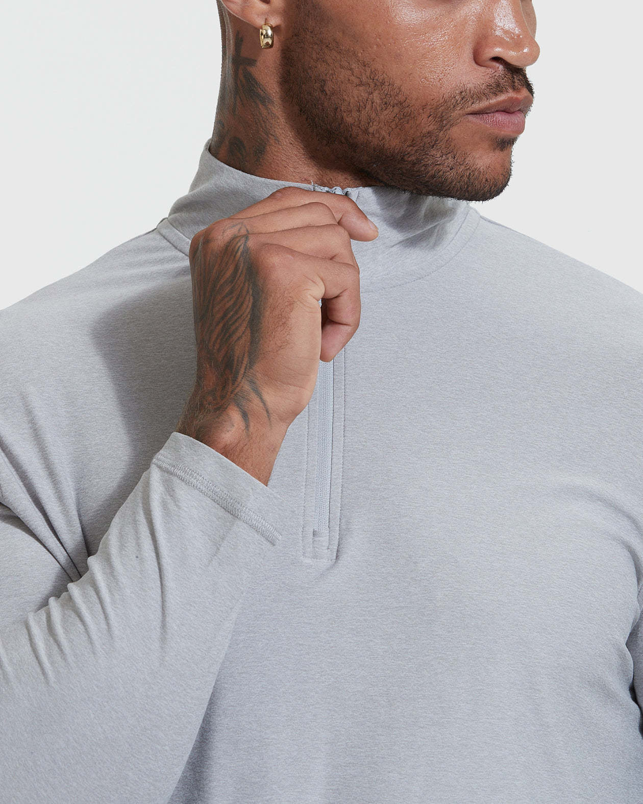 Light Heather Gray Active Quarter Zip Shirt-VibeCloset