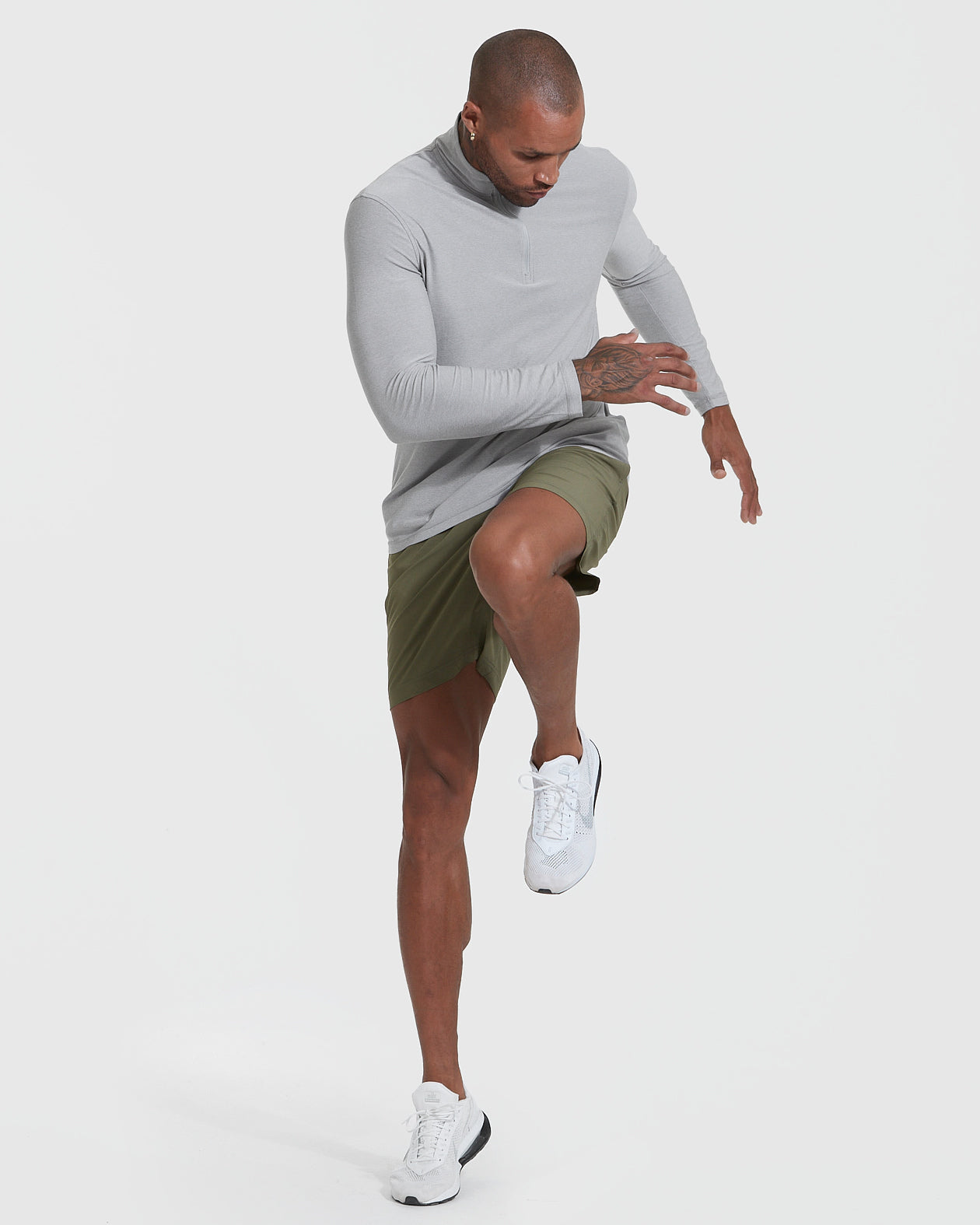 Light Heather Gray Active Quarter Zip Shirt-VibeCloset