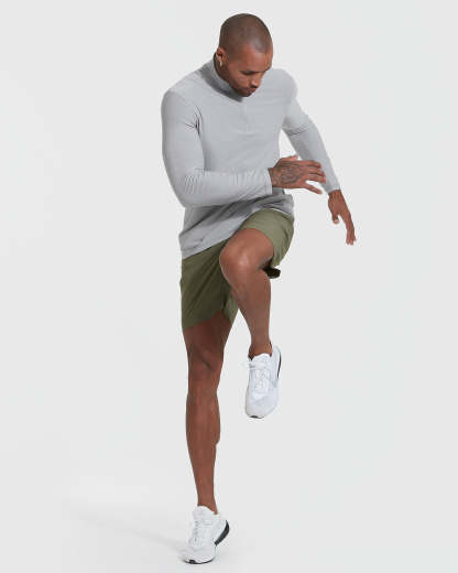 Light Heather Gray Active Quarter Zip Shirt-VibeCloset