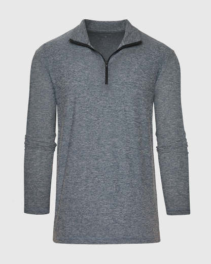 Heather Navy Active Quarter Zip Shirt-VibeCloset