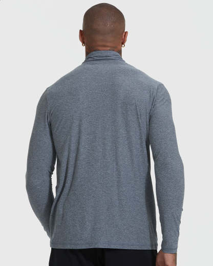 Heather Navy Active Quarter Zip Shirt-VibeCloset
