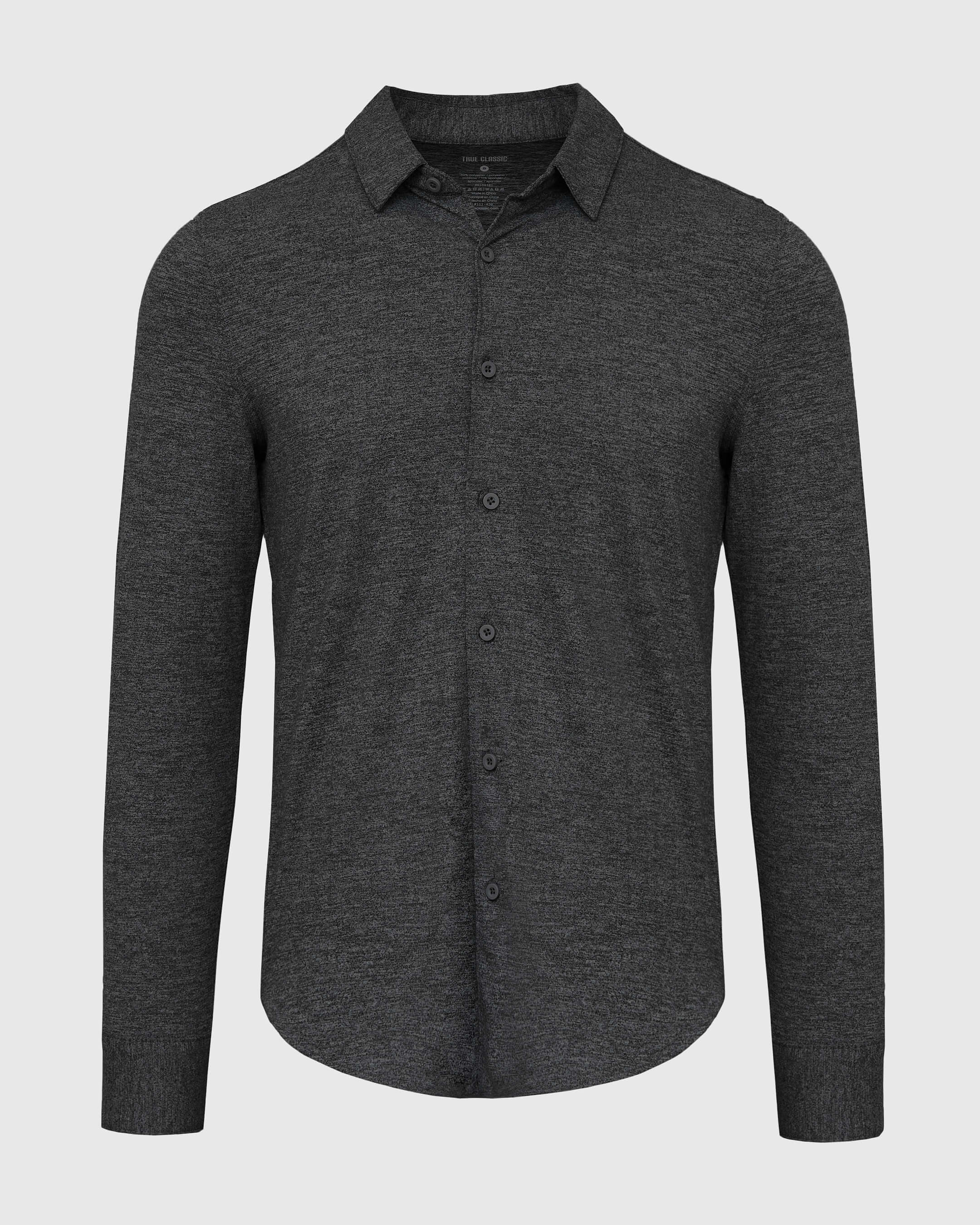 Charcoal Heather Long Sleeve Gray Do-It-All Comfort Shirt-VibeCloset