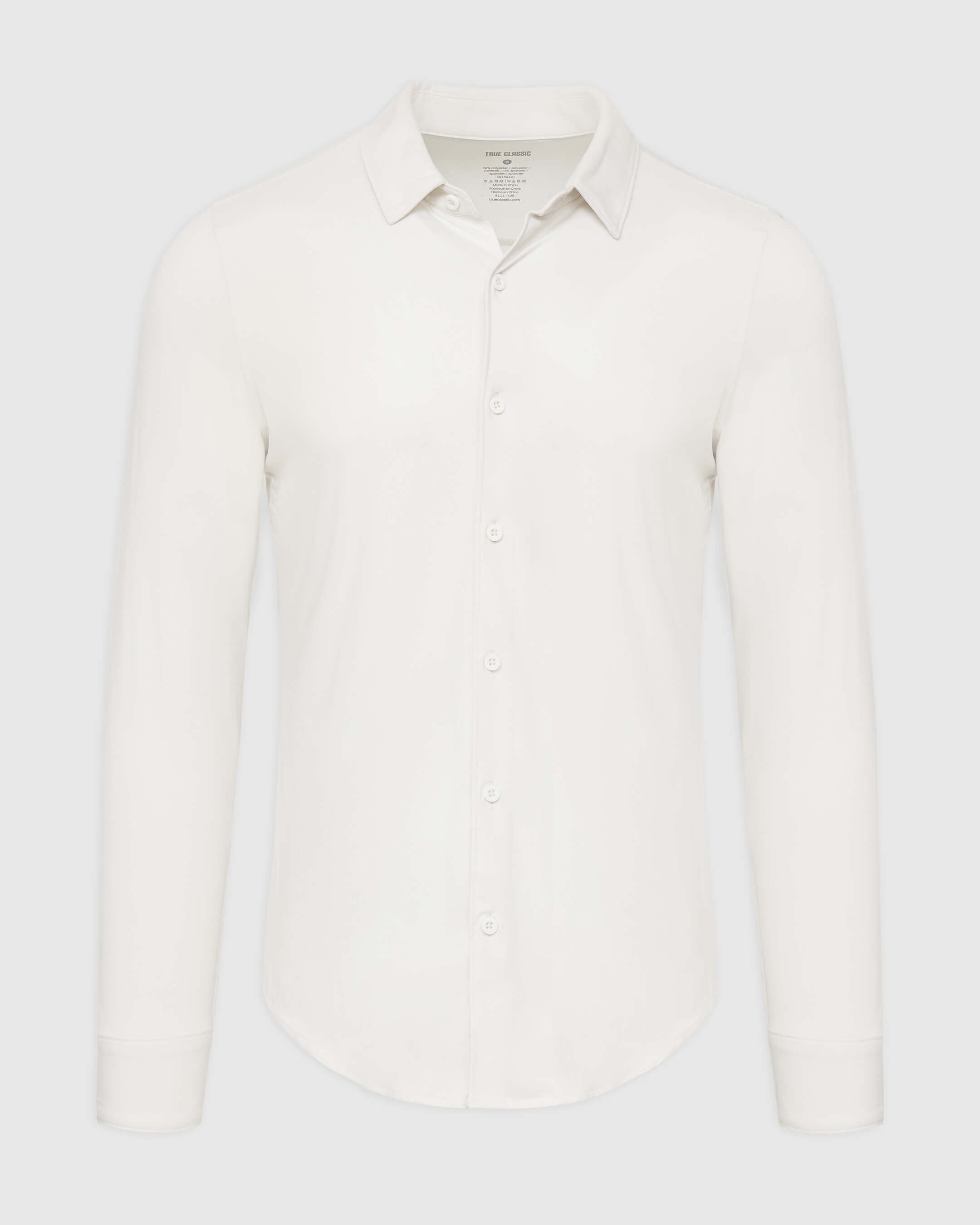 Ecru Long Sleeve Do-It-All Comfort Shirt-VibeCloset