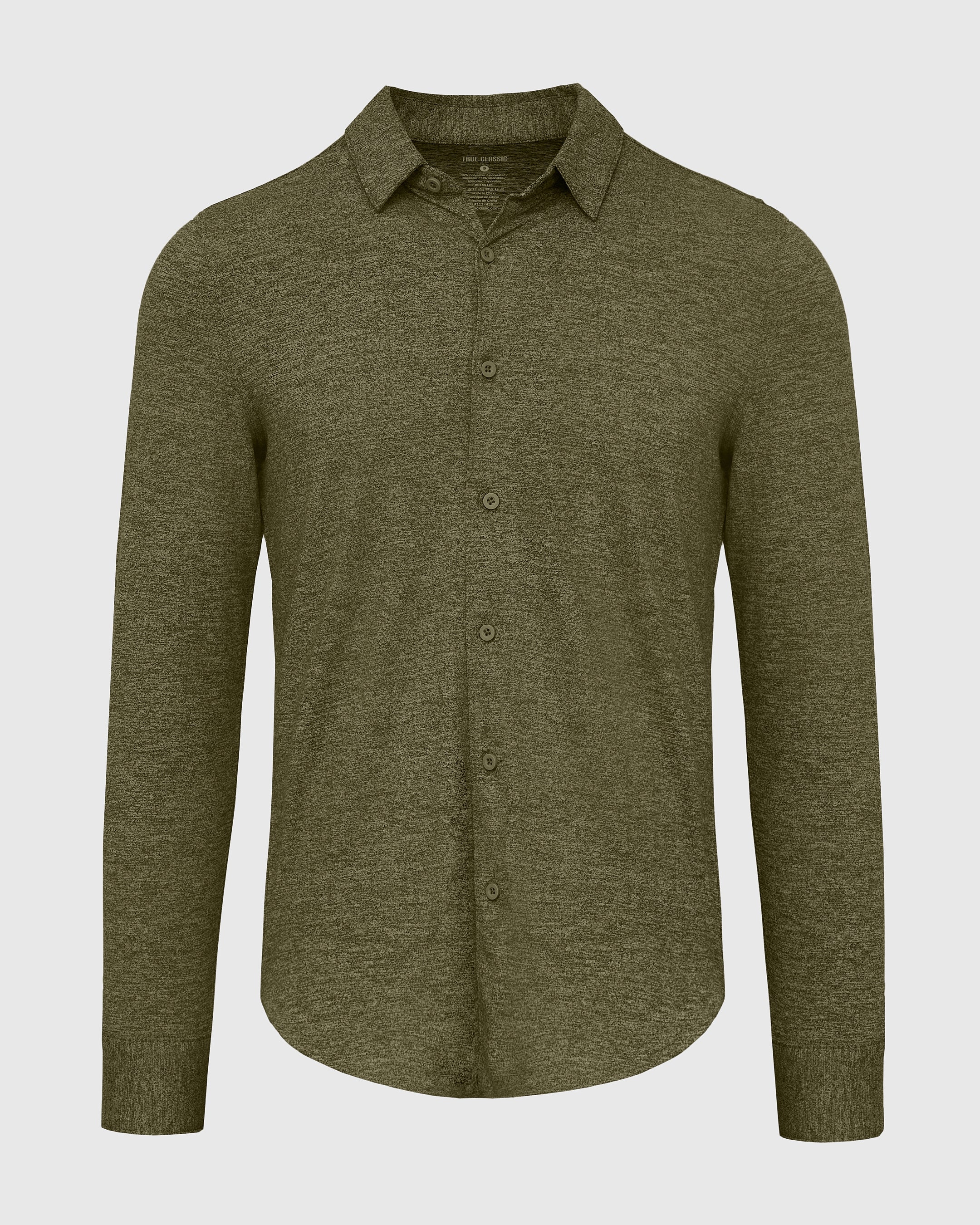 Dark Heather Military Green Long Sleeve Do-It-All Comfort Shirt-VibeCloset