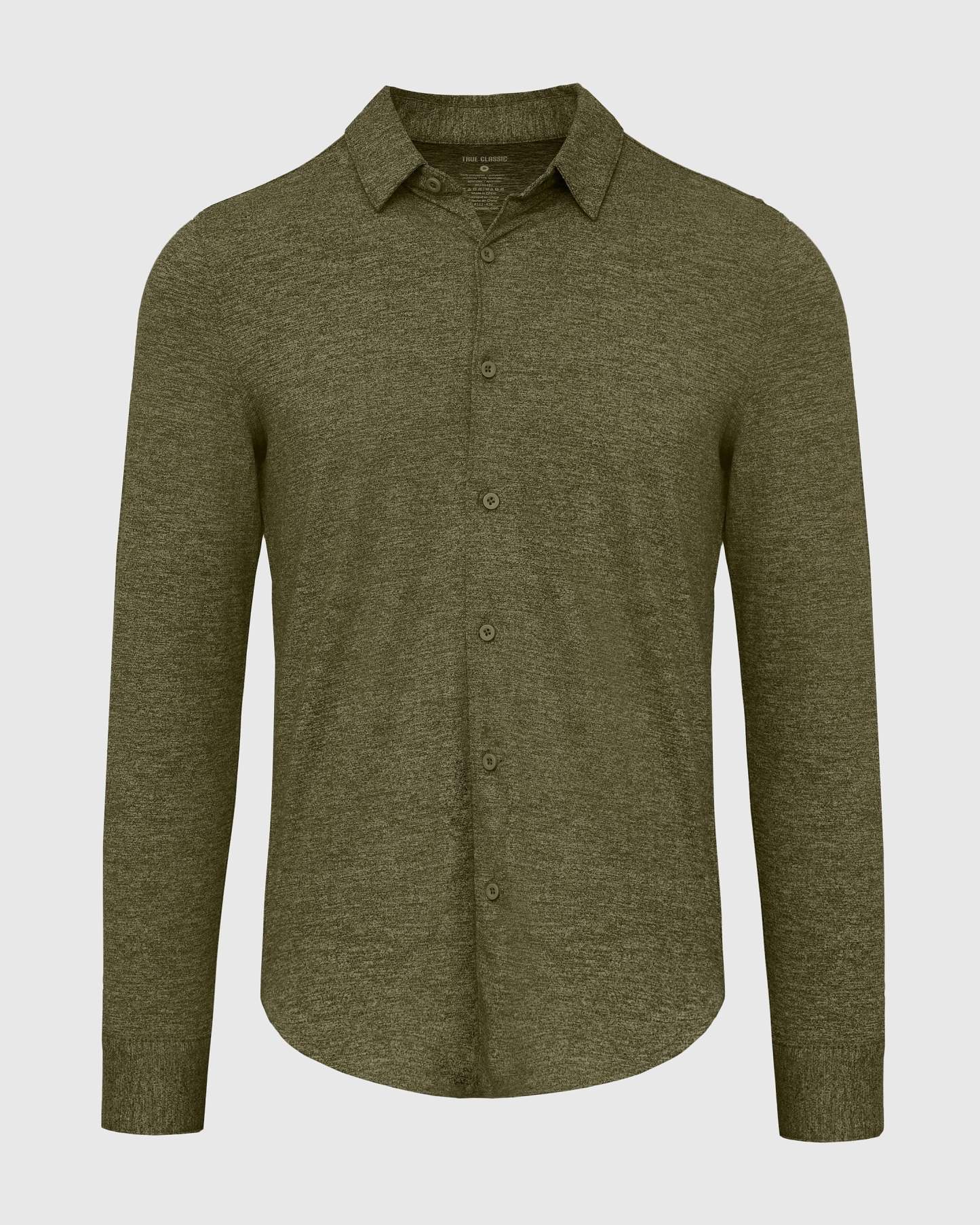 Dark Heather Military Green Long Sleeve Do-It-All Comfort Shirt-VibeCloset