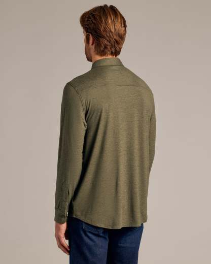 Dark Heather Military Green Long Sleeve Do-It-All Comfort Shirt-VibeCloset